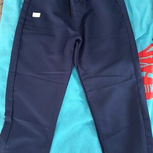 Navy Blue Cuffed Bottom Pants